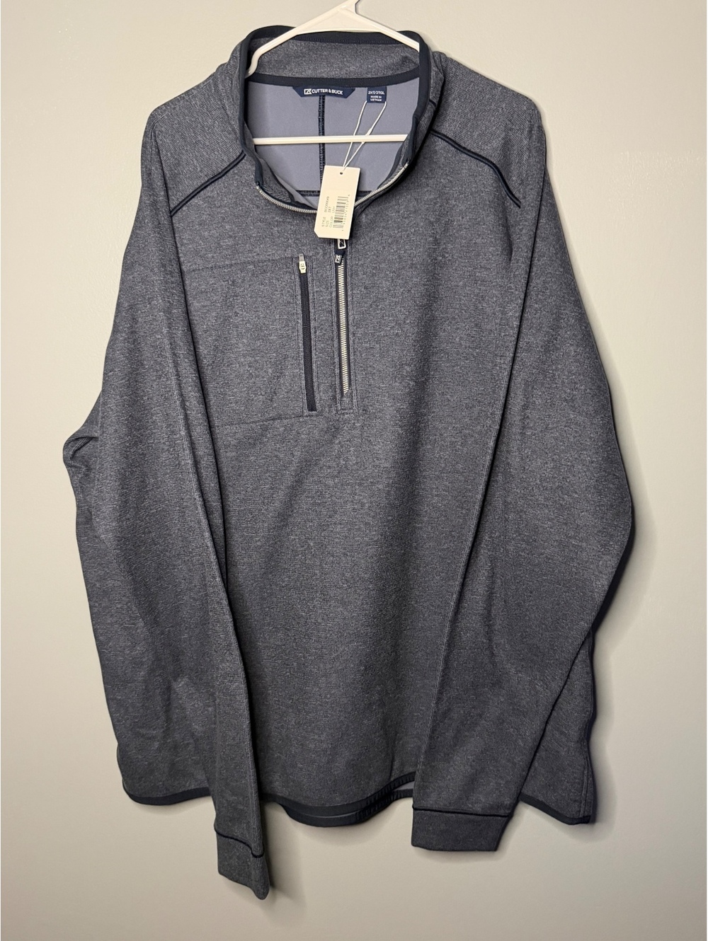 Cutter & Buck Men's 2XT Gray Quarter Zip Pullover Sweatshirt